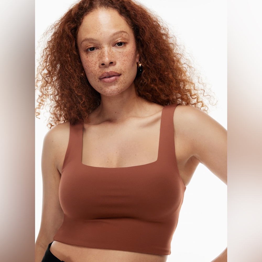 Aritzia Babaton Contour Square Neck Tank in Rusty Red/Brown Colour